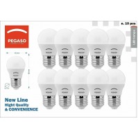 10 LAMPADE LED SFERA OPALE G45 7WATT 3000K calda E27 A+ LAMPADINA PEGASO