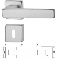 COPPIA MANIGLIA PER PORTA BATTENTE SERIE CARLO QUADRA FORO CHIAVE CROMO SATINATO