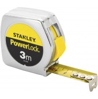 FLESSOMETRO PROFESSIONALE METRO 3mt NASTRO ACCIAIO AL CARBONIO POWERLOCK STANLEY