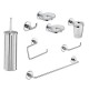 KIT ACCESSORI BAGNO SET 8pz in acciaio cromato METAFORM WIND con viti/biadesivo