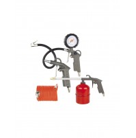 KIT ACCESSORI PER COMPRESSORE 4 PZ GLOBEX PISTOLA MANOMETRO TUBO GONFIAGGIO