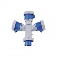 SPINA ADATTATORE MULTIPLO INDUSTRIALE BLU MAURER IP67 3 USCITE 2P+T 16A CEE BLU