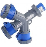 SPINA ADATTATORE TRIPLO CEE BLU 1452 ROSI IP67 3POLI 2P+E  230V 16A